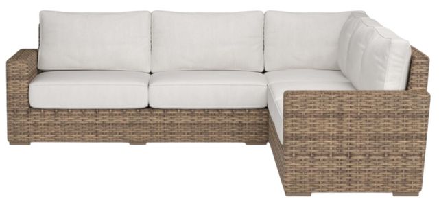 Sunset West Havana 3-Piece Aged Tobacco Resin Wicker Outdoor Sectional with Canvas Flax Cushion-1