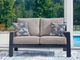 Signature Design by Ashley® East Beach Driftwood/Navy Blue Fabric/Wooden Outdoor Loveseat-1