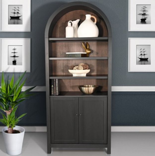 American Wholesale Furniture Arches Black Display Cabinet-1