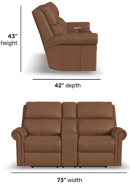 Flexsteel® Customizable Bernard Leather Power Reclining Loveseat with Console, Headrest and Lumbar-2