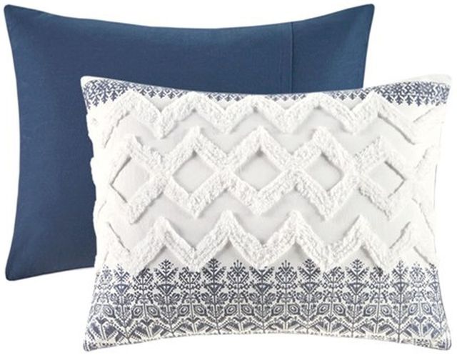 Olliix by INK+IVY Navy King/California King Mila Cotton Printed Duvet Cover Set-2