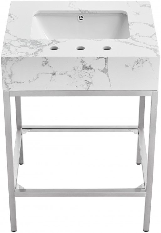 Meridian Furniture Marmo White/Brushed Chrome 24" Bathroom Vanity-1
