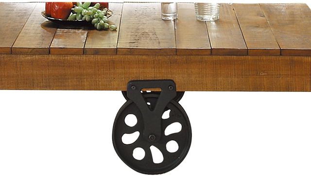 Mazin Furniture Factory Brown Cocktail Table with Black Metal Wheels -2