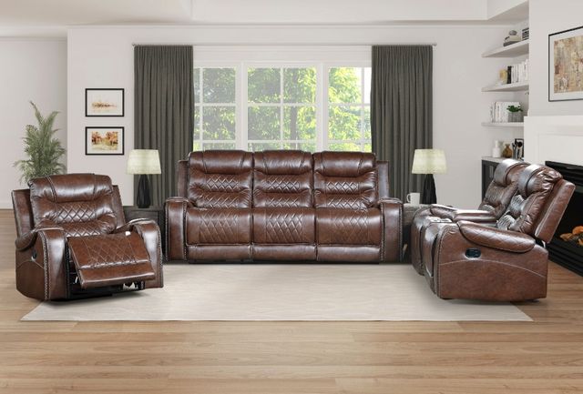 Homelegance® Putnam Brown Swivel Manual Glider Recliner-1