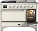 Ilve® Majestic III 48" Antique White Pro Style Dual Fuel Natural Gas Range with 5 Black Brass Burners and Chrome Trim-3
