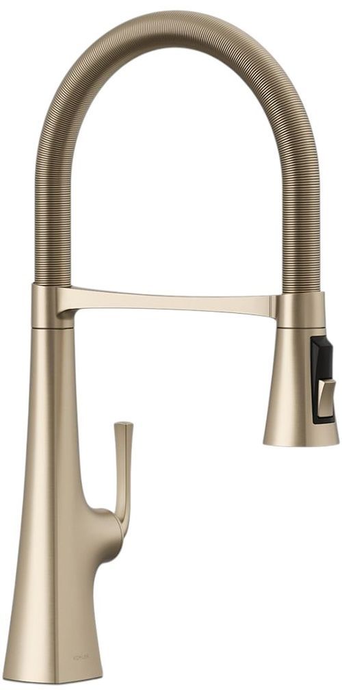 KOHLER® Graze® Vibrant Brushed Bronze 21" Semi-Professional Kitchen Sink Faucet with 3-Function Sprayhead-0