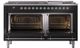Ilve® Nostalgie II Noblesse 60'' Glossy Black Pro Style Dual Fuel Range with Chrome Trim-1