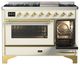 Ilve® Majestic III 48" Antique White Pro Style Dual Fuel Liquid Propane Range with Triple Glass Door and Brass Trim-4