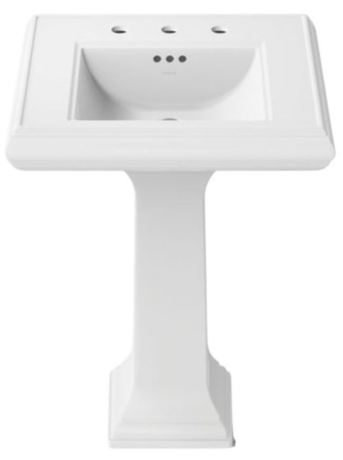 Kohler Memoirs® Classic White 24.25" Rectangular Pedestal Bathroom Sink Widespread Faucet Holes-1