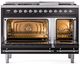 Ilve® Nostalgie II Series 48" Glossy Black Pro Style Dual Fuel Range-1