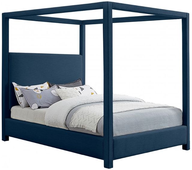 Meridian Furniture Emerson Navy King Upholstered Canopy Bed-0