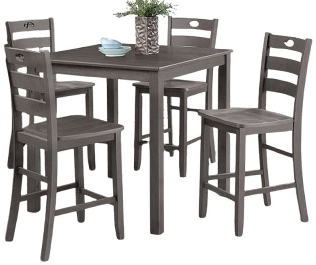 Furniture of America® Lubbock 5-Piece Gray Counter Height Dining Table Set-0