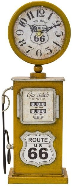 YHD Route 66 Yellow Table Top Clock-2