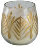 A & B Home Gold/White Leaf Pattern Round Soy Wax Candle-0