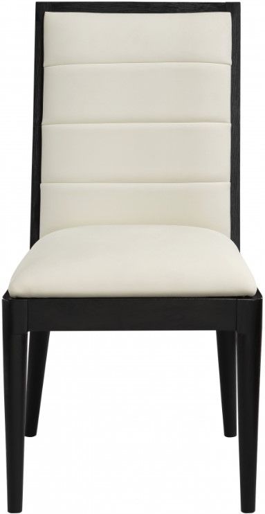 Meridian Furniture Bristol Cream/Black Vegan Leather Dining Chair-1