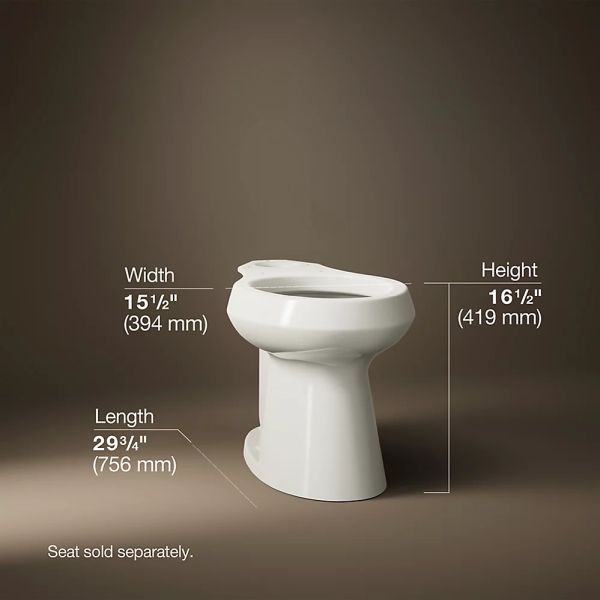 KOHLER® Highline® Biscuit Elongated Toilet Bowl with Concealed Trapway-4
