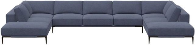 American Leather® Customizable Copenhagen 3-Piece Fabric U-Shaped Sectional with Double Chaise-1