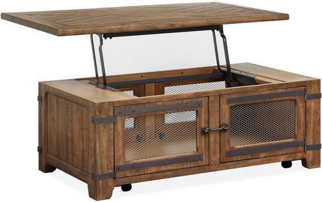 Magnussen Home® Chesterfield Farmhouse Timber Lift Top Storage Cocktail Table with Casters