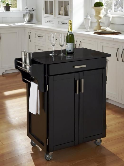 homestyles® Cuisine Cart Black/Black Granite Kitchen Cart-2