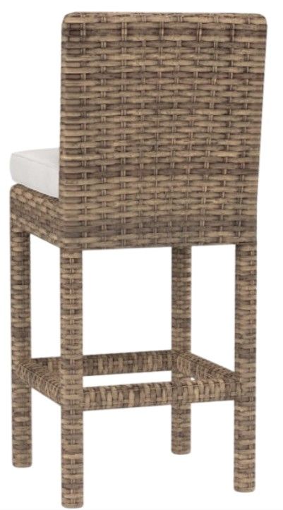 Sunset West Havana Aged Tobacco Resin Wicker Outdoor Bar Stool with Canvas Flax Cushion-1