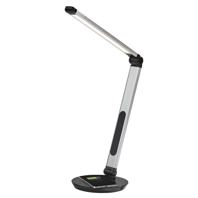 Adesso® Rodney Matte Silver Led Adessocharge Wireless Charging Multi-Function Desk Lamp-0