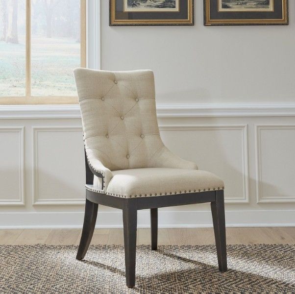 Liberty Furniture Americana Farmhouse Beige/Dusty Taupe Upholstered Shelter Side Chair-1