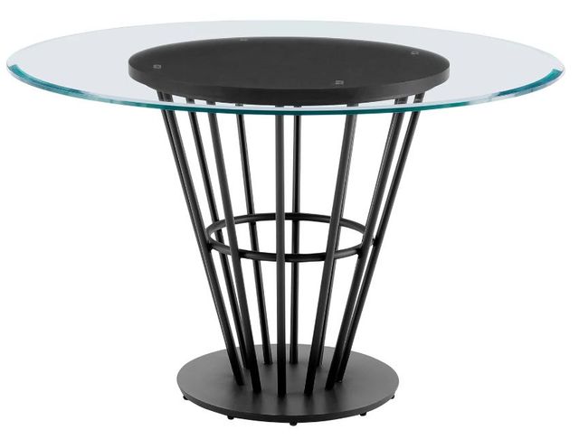 Armen Living Veronica Glass Top Round Dining Table with Black Base-0