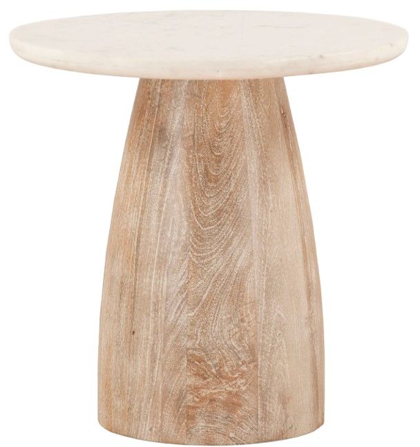 Home Trends & Design Palm Springs White Side Table with White Wash Base-0