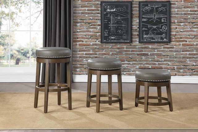 Mazin Furniture Westby Gray Round Swivel Pub Height Stools-1