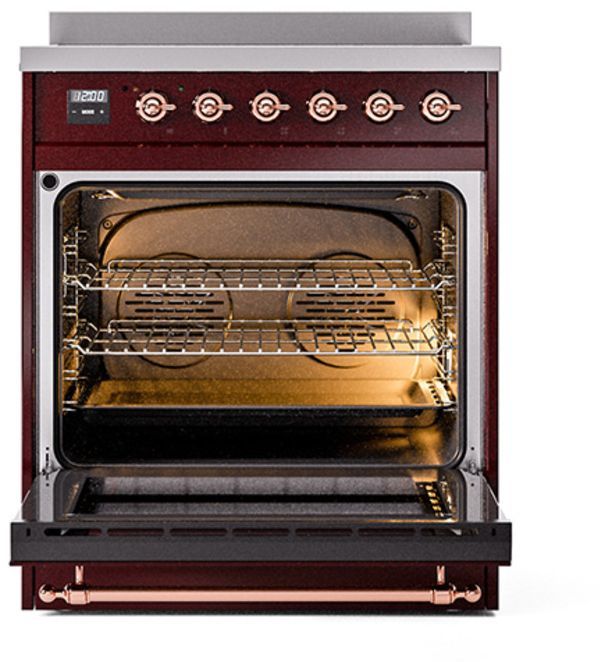 Ilve® Nostalgie II Series 30" Burgundy Pro Style Induction Range-2