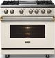 Viking® 5 Series 36" Pure White Pro Style Dual Fuel (LP) Range with Brushed Brass Trim-2