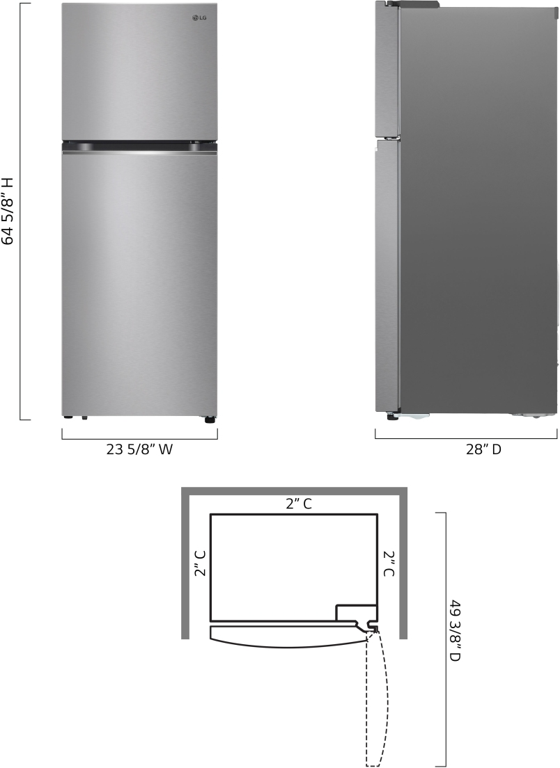 【美品・希少カラー】14th CT/LG INNER LG LTNC11131V 24 Inch Freestanding Top Mount Refrigerator with