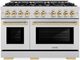 ZLINE Select Autograph Edition 48" Stainless Steel Pro Style Dual Fuel Range with Polished Gold Accents-0