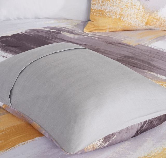 Olliix by CosmoLiving Andie Grey and Yellow King/California King Cotton Printed Comforter Set-2
