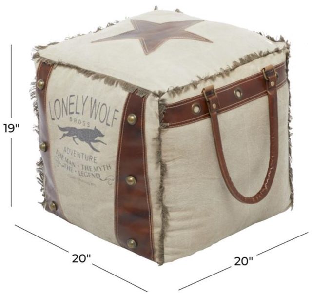 Deco Marche White Canvas Pouf Ottoman-3