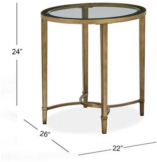 Magnussen Home® Copia Glass Top Oval End Table with Antiqued Tint Metal Base-2