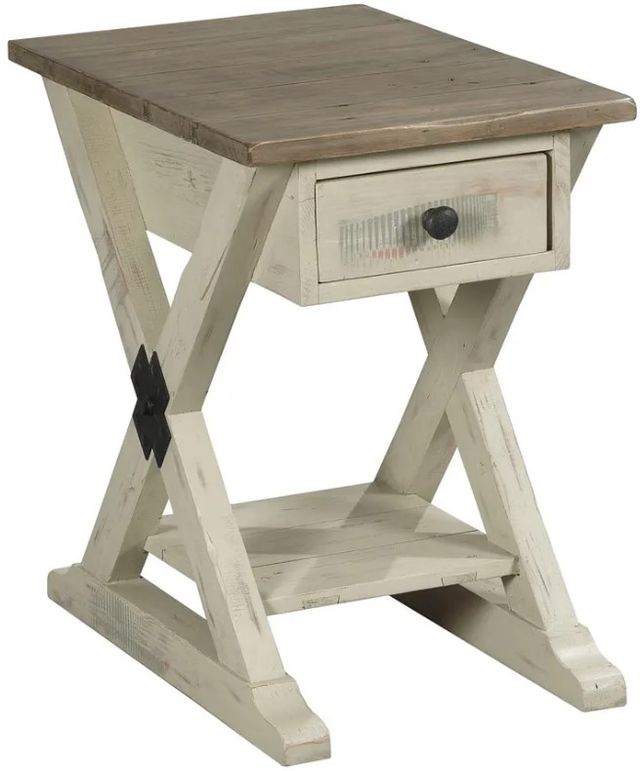 Hammary® Reclamation Place Sundried Natural Trestle Chairside Table with Willowed Base-0