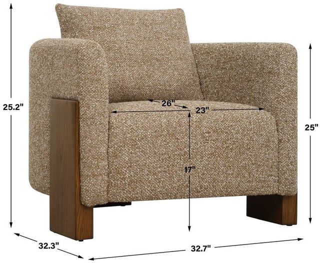 Uttermost® Halligan Warm Amber Upholstered Accent Chair-3