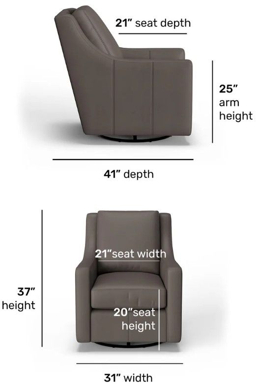 Flexsteel® Customizable Murph Leather Swivel Glider Chair-2