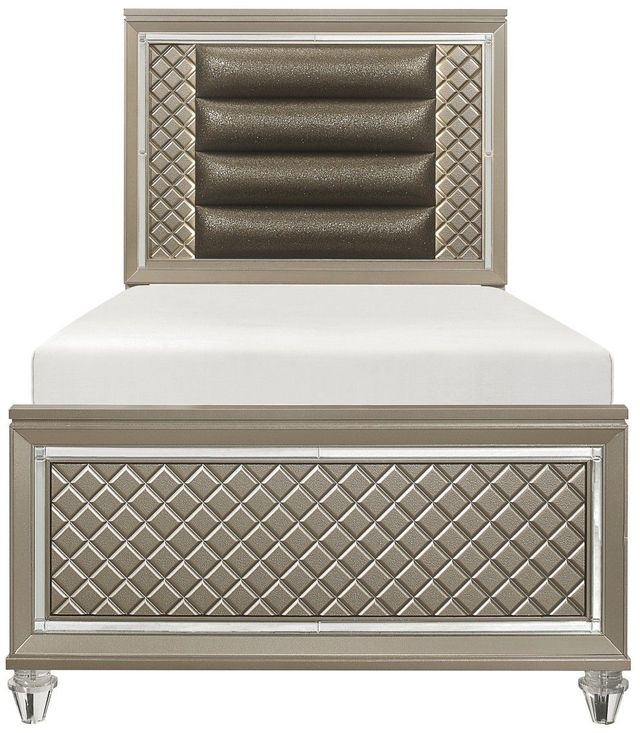 Homelegance® Loudon Bronze/Champagne Twin Upholstered Youth Panel Bed-2