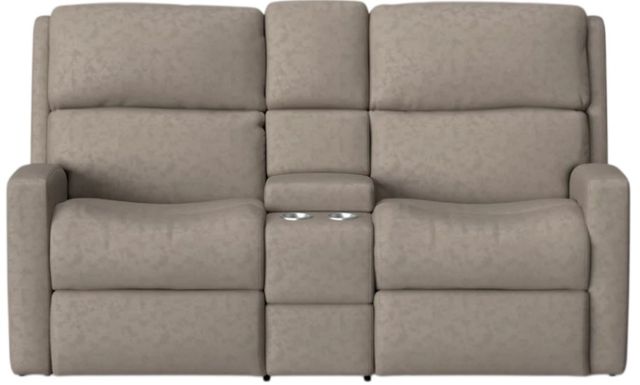 Flexsteel® Customizable Catalina Leather Power Reclining Loveseat with Console and Power Headrests-2