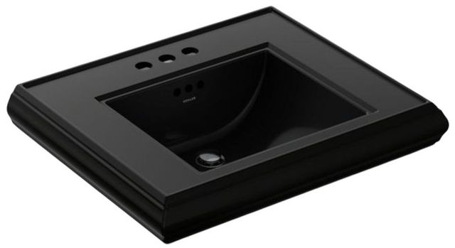 Kohler Memoirs® Black Pedestal/Console Table Bathroom Sink Basin with 4" Centerset Faucet Holes-0