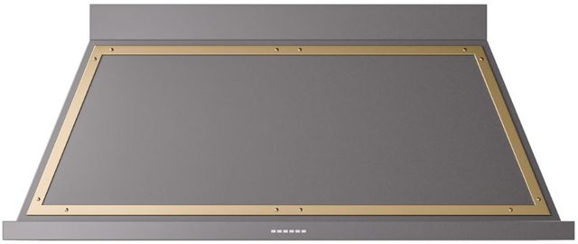 Ilve® Nostalgie II Noblesse 60" Graphite Matte Wall Mounted Range Hood with Brass Trim-0