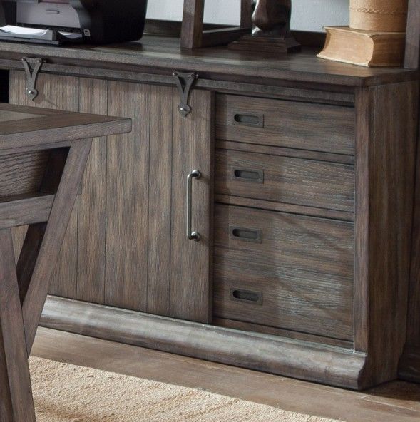 Liberty Furniture Stone Brook Rustic Saddle Computer Credenza-1
