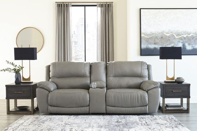 Signature Design by Ashley® Dunleith 3-Piece Gray Power Reclining Loveseat with Console-1