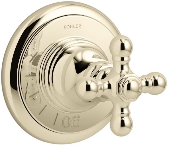 KOHLER® Artifacts® MasterShower® Vibrant French Gold Volume Control Valve Trim with Cross Handle-0