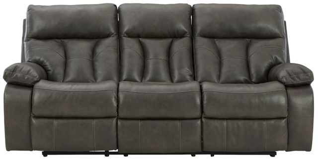 Signature Design by Ashley® Willamen Quarry Reclining Sofa with Drop Down Table-1
