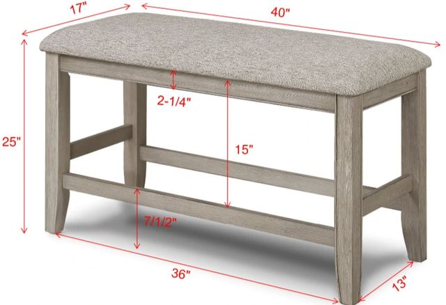 Crown Mark Fulton Beige/Gray Counter Height Bench-2