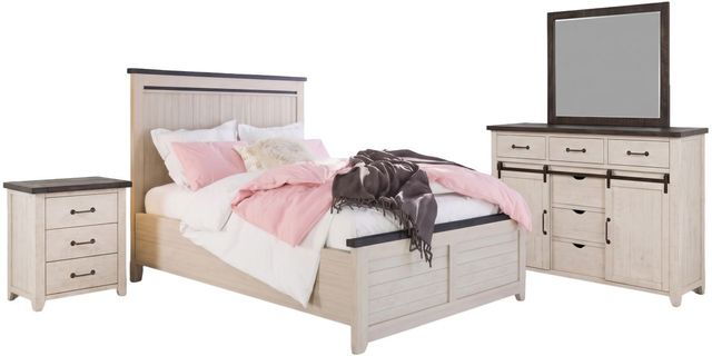 Jofran Inc. Madison County 4-Piece Vintage White King Panel Bedroom Set-0