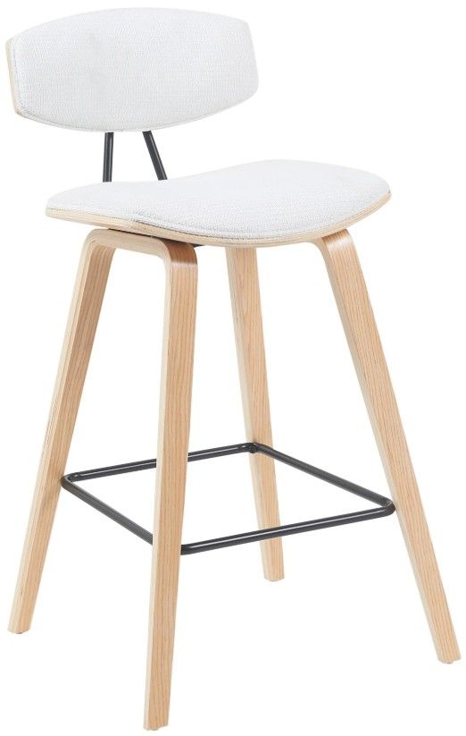 Armen Living Fox 2-Piece Oak/White Counter Stool Set-0